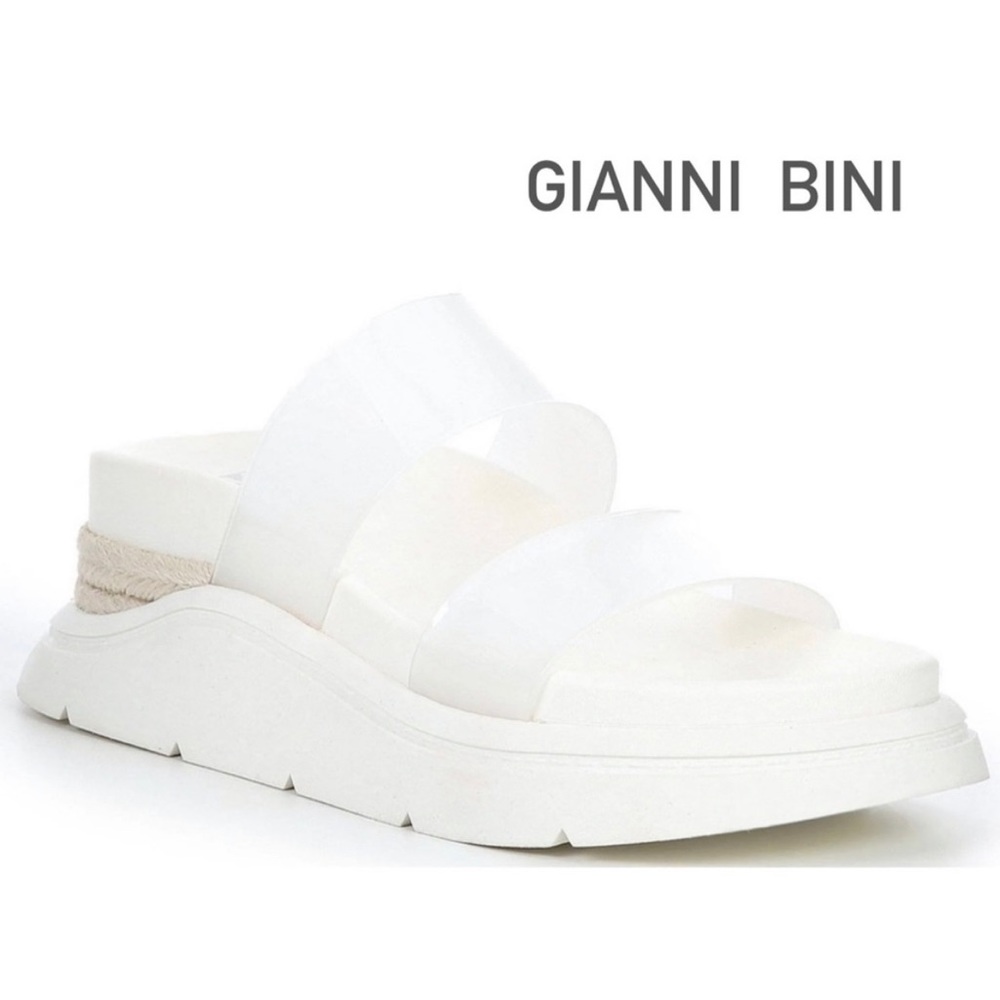 Gianni Bini Land-Slide Clear Banded Espadrille Platform Sandals